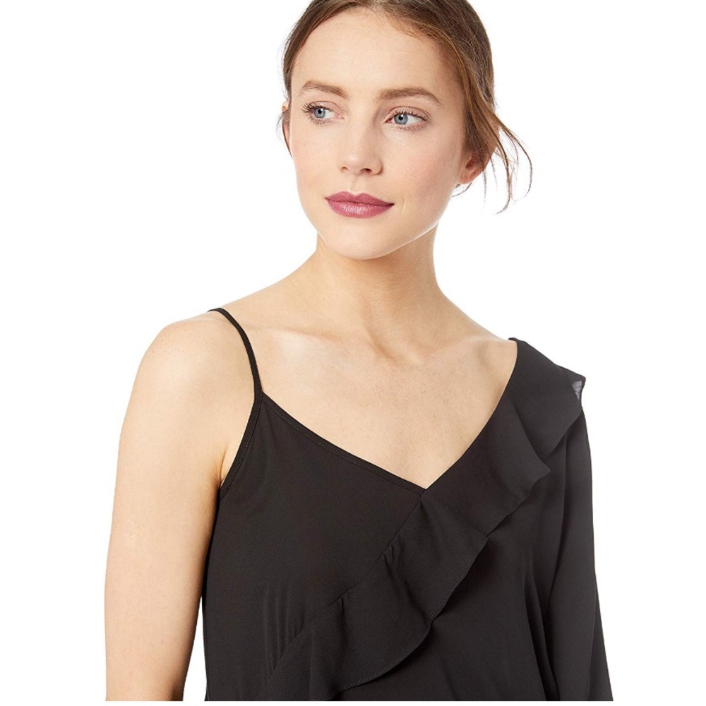 BCBGeneration Asymmetric One Sleeve Woven Top